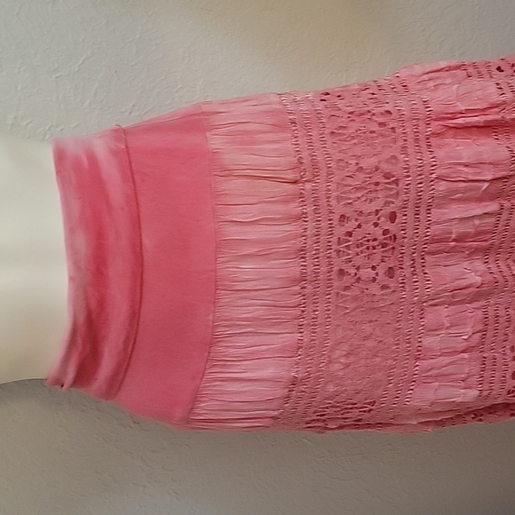 CUTE OPTIONS Barbie Pink Ombre Lace Circle Peasant Gypsy Maxi Skirt - Picture 4 of 8